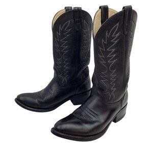 Double-H Mens 9D Work Western Leather Cowboy Boots 3267 Black Vintage